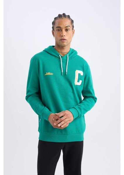 Fit NBA Boston Celtics Standart Fit Kapüşonlu Sırt Baskılı Kalın Sweatshirt Y7320AZ24AU