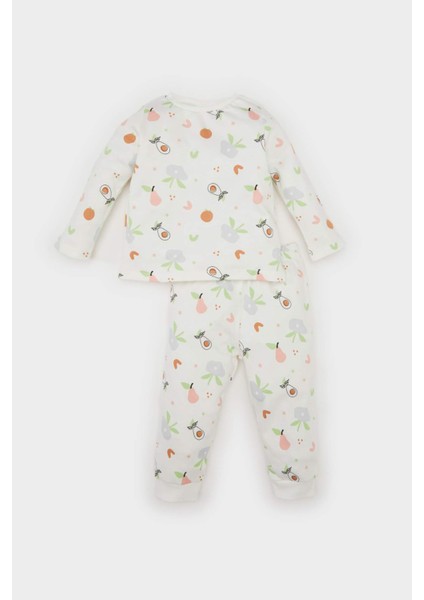 Kız Bebek Pijama Takımı Meyve Desenli Bisiklet Yaka Uzun Kollu Üst Uzun Alt D3443A524WN