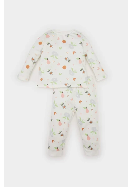 Kız Bebek Pijama Takımı Meyve Desenli Bisiklet Yaka Uzun Kollu Üst Uzun Alt D3443A524WN