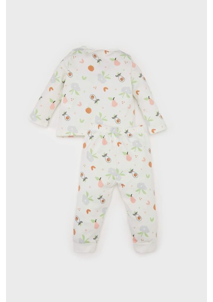 Kız Bebek Pijama Takımı Meyve Desenli Bisiklet Yaka Uzun Kollu Üst Uzun Alt D3443A524WN