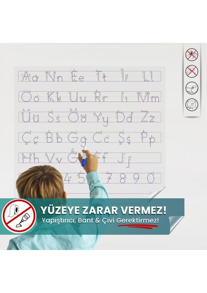 Pi Papers Anetil - Ilk Okuma Yazma Eğitimi, Harfli Elakin, Yüzeye Zarar Vermeyen Akıllı Kağıt Yazı Tahtası