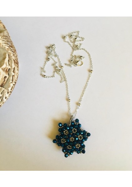 Kristal Boncuk Yıldız Model Cevşen Dualı Kolye