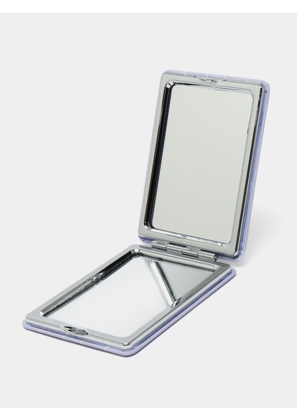 El Aynası - Kalp Desenli Pırıltılı Katlanır Dikdörtgen Makyaj Aynası - Cep, Çanta Aynası fırsatları