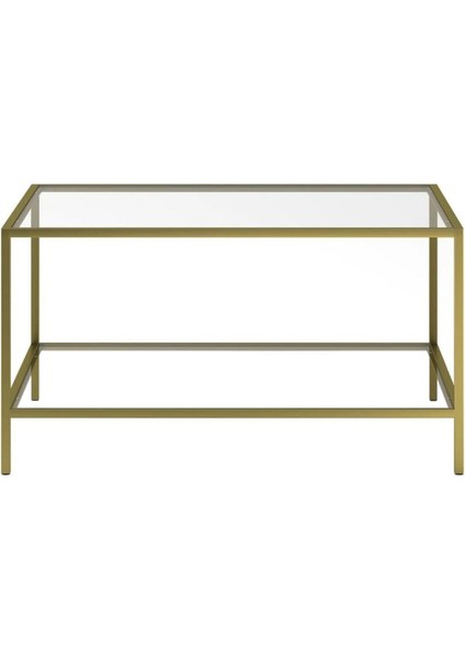 Tino Furniture Oslo Gold Metal Kare Orta Sehpa Şeffaf Camlı Oslogold