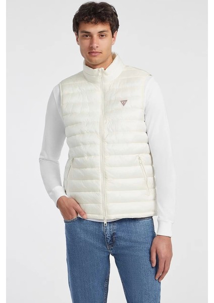 Guess Erkek Beyaz Naylon Şişme Yelek
