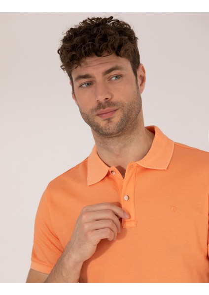 Pierre Cardin Erkek Açık Turuncu Slim Fit Polo Yaka Merserize Tişört 50262665-VR189