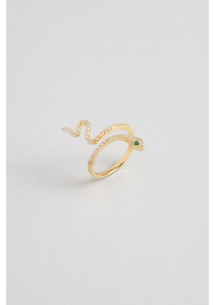 Yılan Sarmalı 18 Ayar Sarı Altın Kaplama Gümüş Yüzük