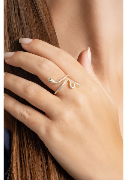 Yılan Sarmalı 18 Ayar Sarı Altın Kaplama Gümüş Yüzük fiyatları