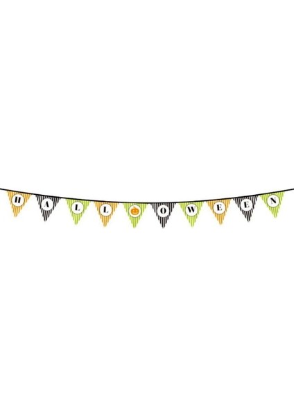 Cadılar Bayramı Kabak Temalı Halloween Yazılı Banner Süs Flama 3 Metre