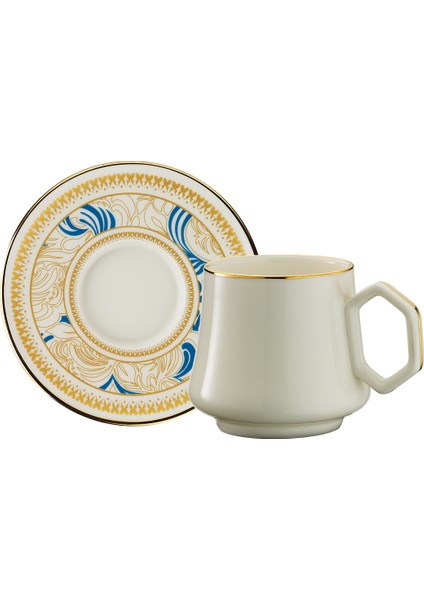 1453 Şal Double Geometrik Gold 12 Parça 6 Kişilik Kahve Fincan Takımı 120 ml fiyatları