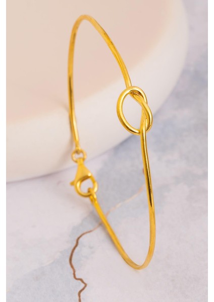 Kadın Gümüş Bileklik - El Yapımı Altın Kaplama Gümüş Aşk Düğümü Model 2 Kadın Bileklik modelleri