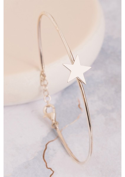 Kadın Gümüş Bileklik - El Yapımı Gümüş Yıldız Motifli Kadın Bileklik modelleri