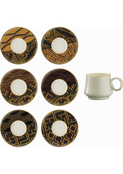 1453 Kariye Yüzük Gold 12 Parça 6 Kişilik Kahve Fincan Takımı 90 ml