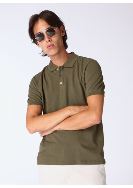 Düz Haki Erkek Polo T-Shirt L4WM-TST9506