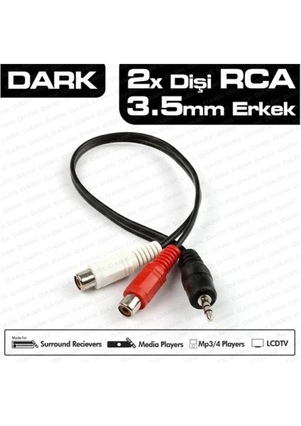 DK-CB-AURCAX35 3,5mm Stereo E/2rca D Kablo