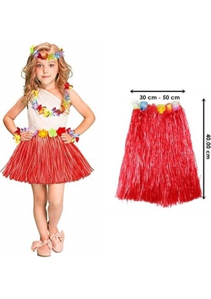 Justcheapstorehawaii Hula Eteği Kırmızı Renk 40 cm