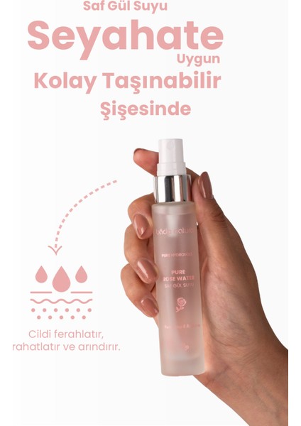 Gül Suyu Gözenek Sıkılaştırıcı Aydınlatıcı ve Arındırıcı Tonik %100 Doğal ve Saf 30 ml - Seyahat Boyu