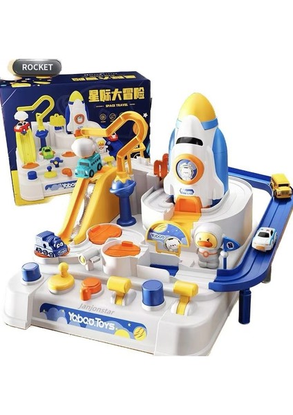Çocuklar Rocket Space Challenge Adventure Boy Rail Car Toy Car Building Parking Lot PUZZLE01 (Yurt Dışından)