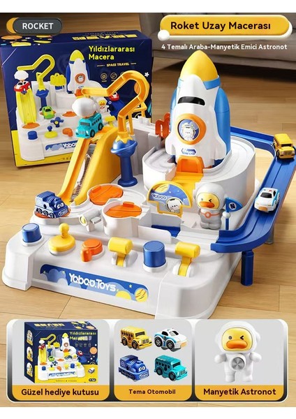 Çocuklar Rocket Space Challenge Adventure Boy Rail Car Toy Car Building Parking Lot PUZZLE01 (Yurt Dışından)