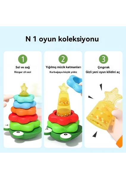 Çocukların Rainbow Circle Stacking Music Game, Baby Puzzle Early Education, Baby 12 Ay, 6 Halka, Tumbler 0-3 Yaşlı (Yurt Dışından)