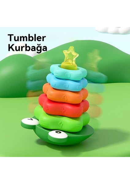 Çocukların Rainbow Circle Stacking Music Game, Baby Puzzle Early Education, Baby 12 Ay, 6 Halka, Tumbler 0-3 Yaşlı (Yurt Dışından)