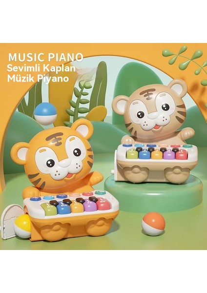 Çocukların Enlightenment Early Education Electronic Piano Cute Tiger Rolling Music Luminous Instrument Piano Baby Puzzle Music Game (Yurt Dışından)