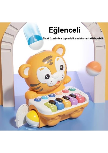 Çocukların Enlightenment Early Education Electronic Piano Cute Tiger Rolling Music Luminous Instrument Piano Baby Puzzle Music Game (Yurt Dışından)