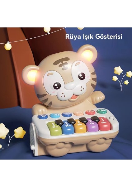 Çocukların Enlightenment Early Education Electronic Piano Cute Tiger Rolling Music Luminous Instrument Piano Baby Puzzle Music Game (Yurt Dışından)