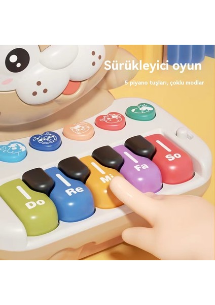 Çocukların Enlightenment Early Education Electronic Piano Cute Tiger Rolling Music Luminous Instrument Piano Baby Puzzle Music Game (Yurt Dışından)