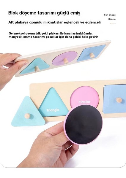 Baby Handheld Montessori Panel Macaron Magnetic Puzzle Form Cognitive Matching Board's Intelligence Development Oyunu (Yurt Dışından)