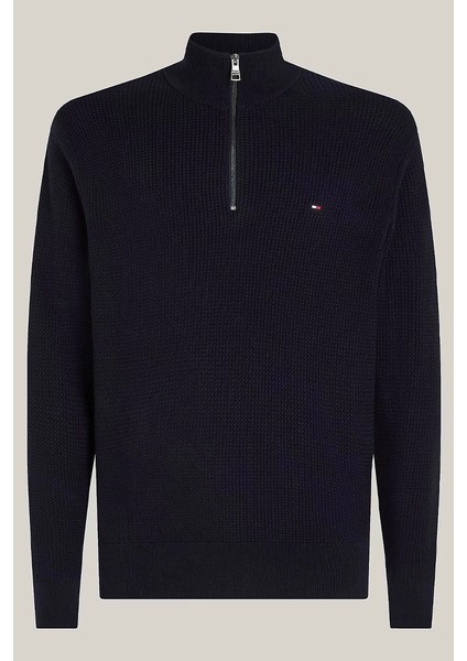 Erkek Mock Fermuarlı Lacivert Sweatshirt