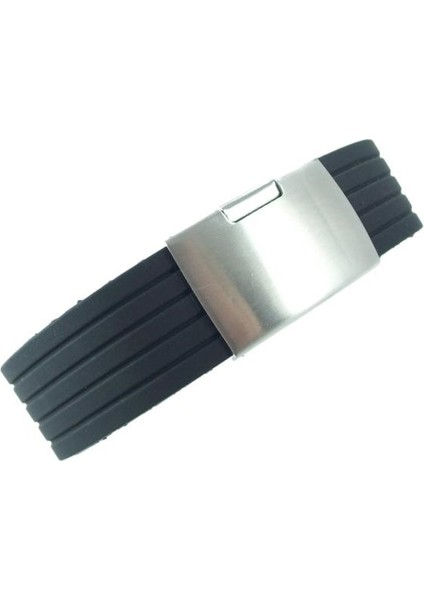 Siyah Klipsli Kauçuk Silikon Saat Kordonu 22MM Akıllı Pimli Spor Saat Kayışı
