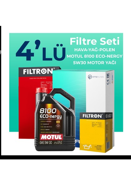 Kia Cerato 1.6 Benzin Filtre Bakım Seti Motul Motor Yağlı (2010-2013) 4 Lü