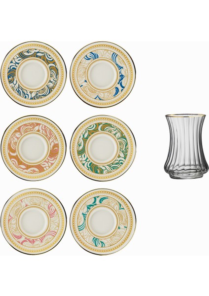 1453 Şal Optik 12 Parça 6 Kişilik Çay Seti 110 ml