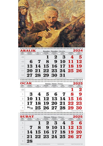 2025 Yılı Gemici Takvimi-Aşık Veysel Tablo