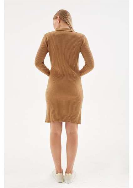Polo Yaka Elbise Camel