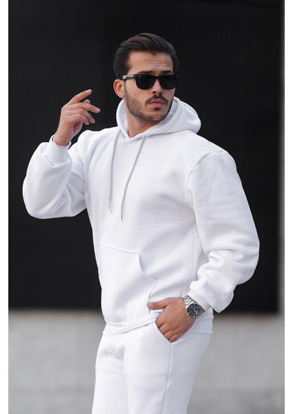 Premium Kalite Beyaz 3iplik Kalın Sweatshirt Unisex