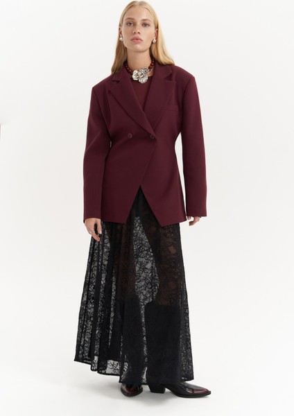 Allegany Bordo Bel Oturmalı Blazer