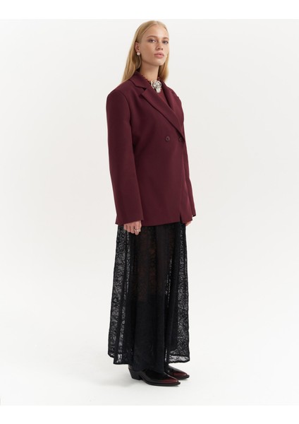 Allegany Bordo Bel Oturmalı Blazer
