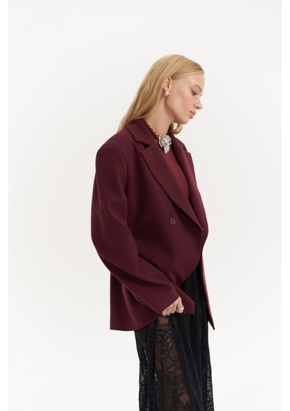Allegany Bordo Bel Oturmalı Blazer