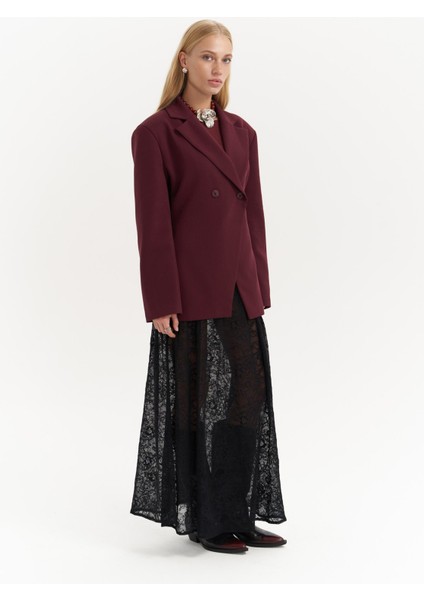 Allegany Bordo Bel Oturmalı Blazer