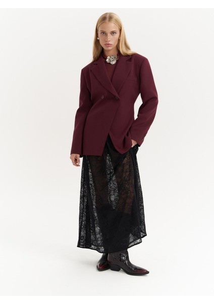 Allegany Bordo Bel Oturmalı Blazer