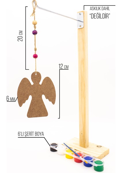 Neşeli Ahşap Melek Sarkaç Takımı. Duvar Süsü Oda Süsü Balkon Yazlık  Dekoru. Ahşap Boyama Etkinliği