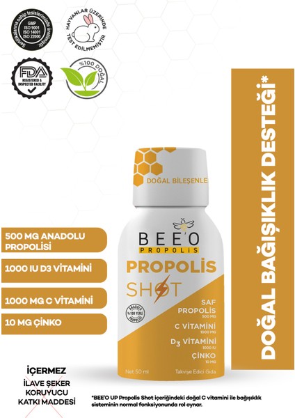 Propolis Çinko D3+C Vitamini Shot 12'li Kutu