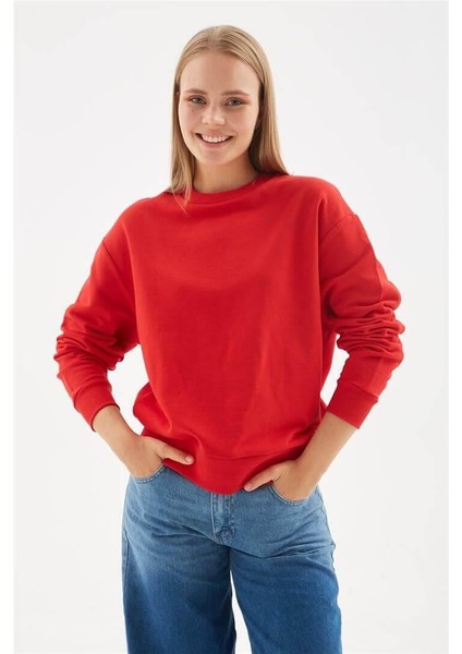 Bisiklet Yaka Sweat Vişne modelleri