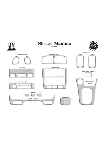 Mars Cockpit Design Nissan Maxima Konsol-Maun Kaplama 1995-2000 15 Parça