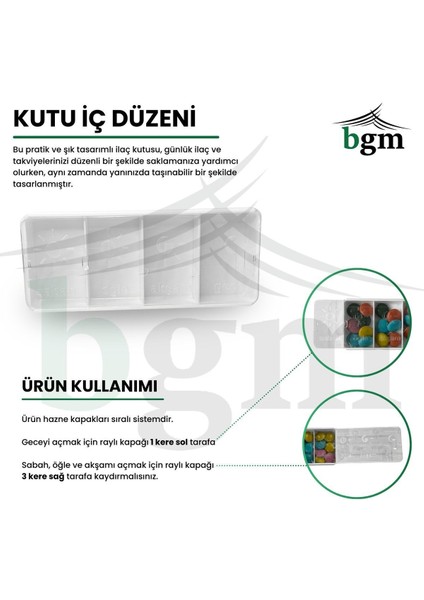 Ilaç Kutusu Günlük 4 Bölmeli Raylı Ilaç Saklama Kutusu Ilaç Organizeri