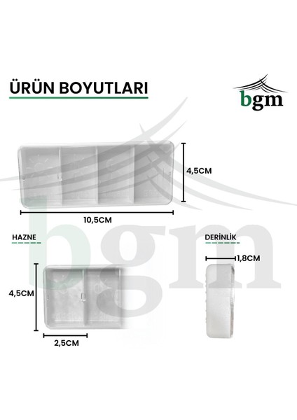 Ilaç Kutusu Günlük 4 Bölmeli Raylı Ilaç Saklama Kutusu Ilaç Organizeri