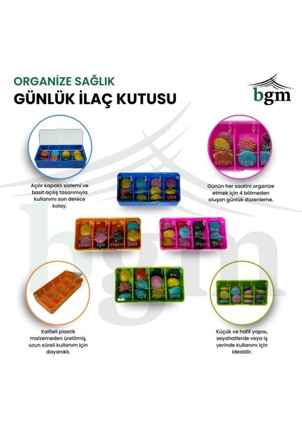 Mini Set Ilaç Kutusu Günlük 4 Bölmeli Ilaç Saklama Kutusu Seti Ilaç Organizeri