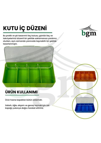 Mini Set Ilaç Kutusu Günlük 4 Bölmeli Ilaç Saklama Kutusu Seti Ilaç Organizeri
